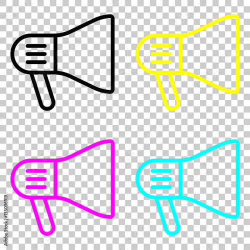mouthpiece icon. Colored set of cmyk icons on transparent background.