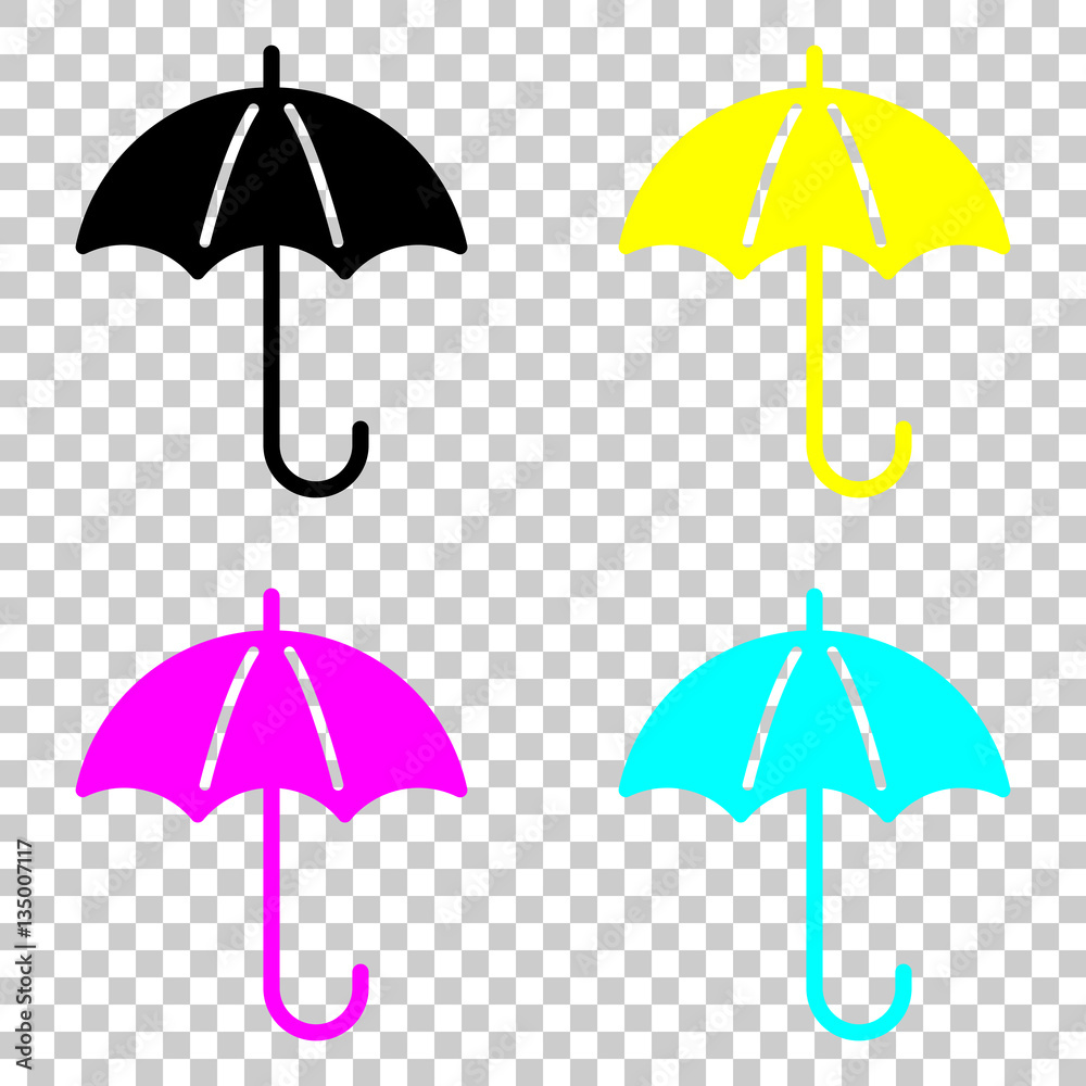 umbrella icon. Colored set of cmyk icons on transparent background.