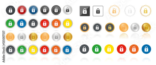 Schloss - Sicherheit - Button Sammlung