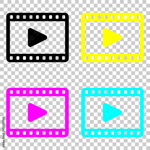 video icon. Colored set of cmyk icons on transparent background.