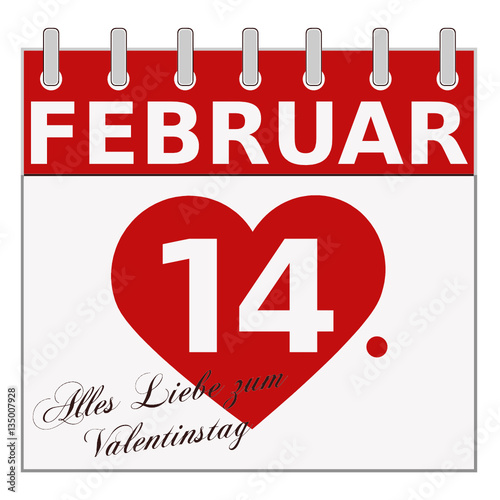 Valentinstag. Kalender. Hinweis. Erinnerung