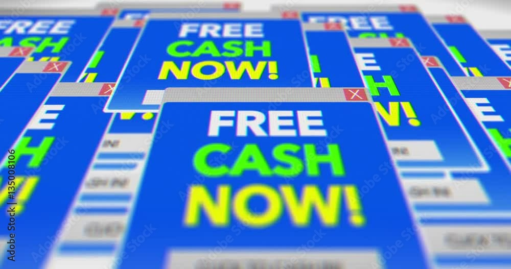 Generic Free Money online popup virus scam on screen   ALT Angle