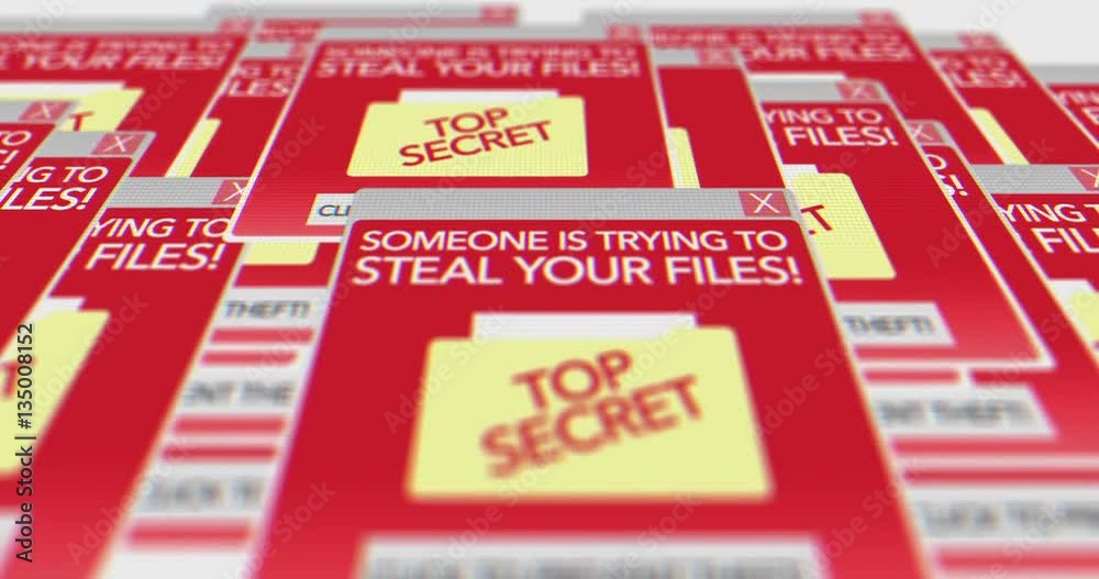 Generic Hacker Stealing Data Popup on computer screen   Alt Angle