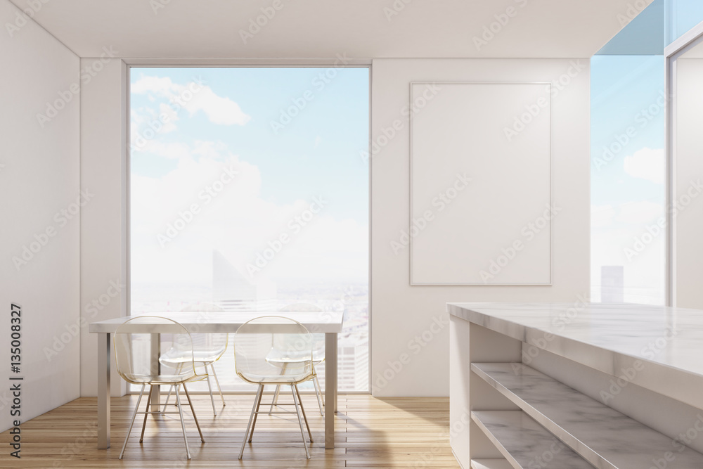 Fototapeta premium Marble kitchen with poster