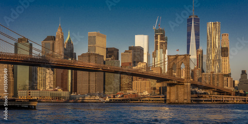 OCTOBER 24, 2016 - BROOKLYN NEW YORK - Brooklyn Bridge and NYC skyline seen from Brooklyn at Sunrise © spiritofamerica