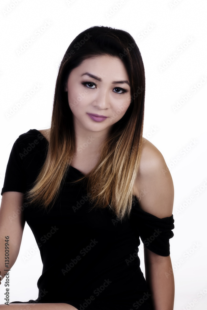 Attractive Asian American Woman In Black Dress Attractive Asian American Woman In Black Dress