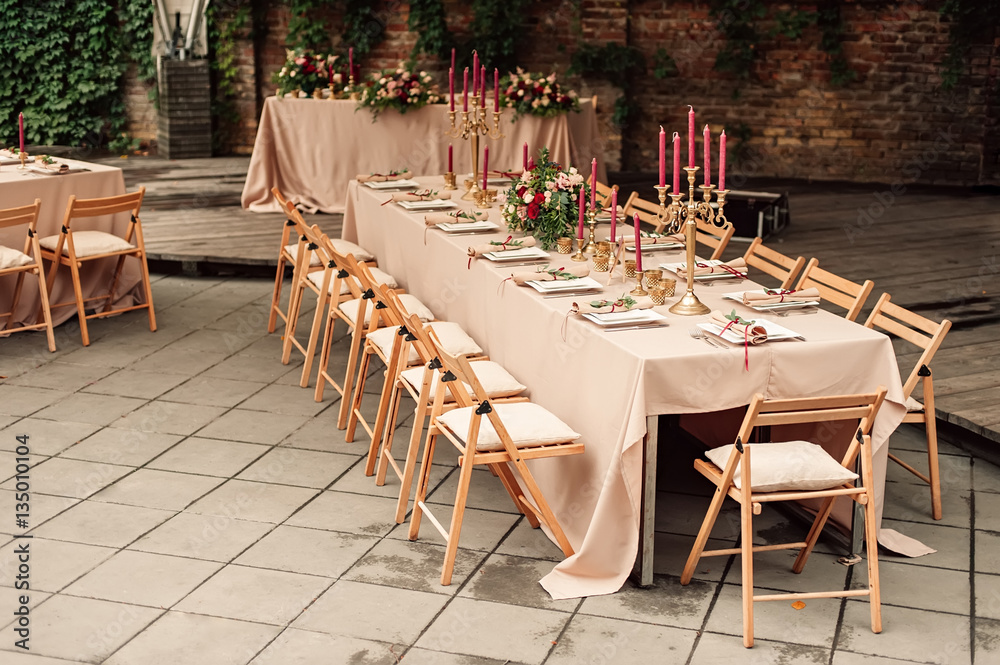 Festive wedding table candle flowers Festive wedding table candle flowers