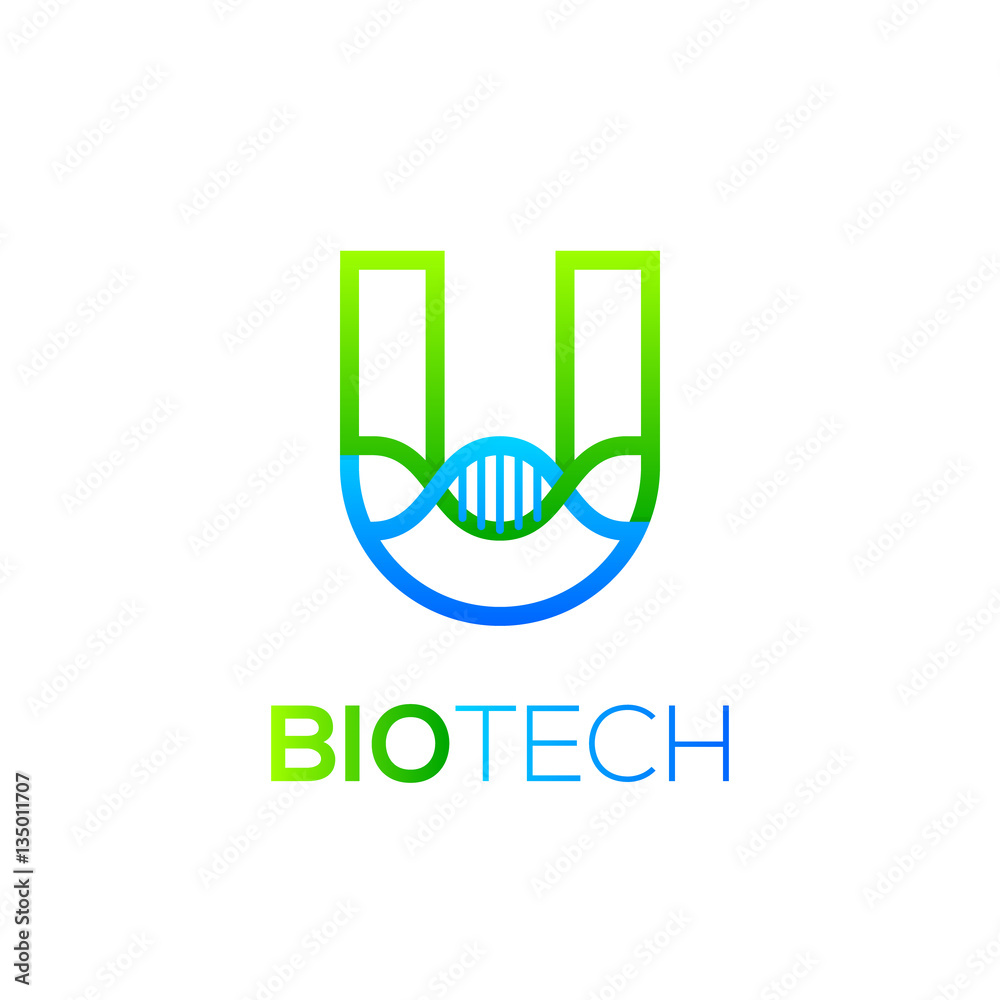 Letter U Green and Blue with abstract biotechnology dna logotype. Medicine, science, laboratory,Technology DNA vector concept Letter U Green and Blue with abstract biotechnology dna logotype. Medicine, science, laboratory,Technology DNA vector concept
