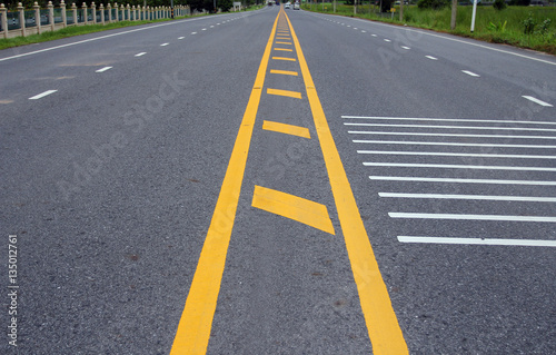 Road Making, yellow line separate for the road. © zilvergolf