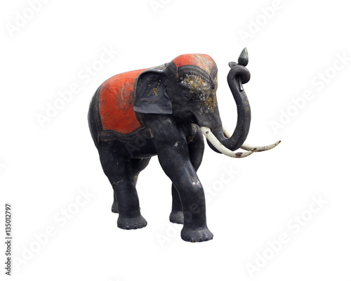 Elephant statue isolated on white background 