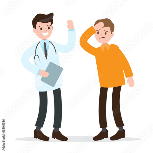 smiling doctor and patient. healthcare and professionalism concept. medical information. vector illustration. © Ronnie21