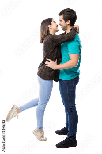 Cute couple about to kiss