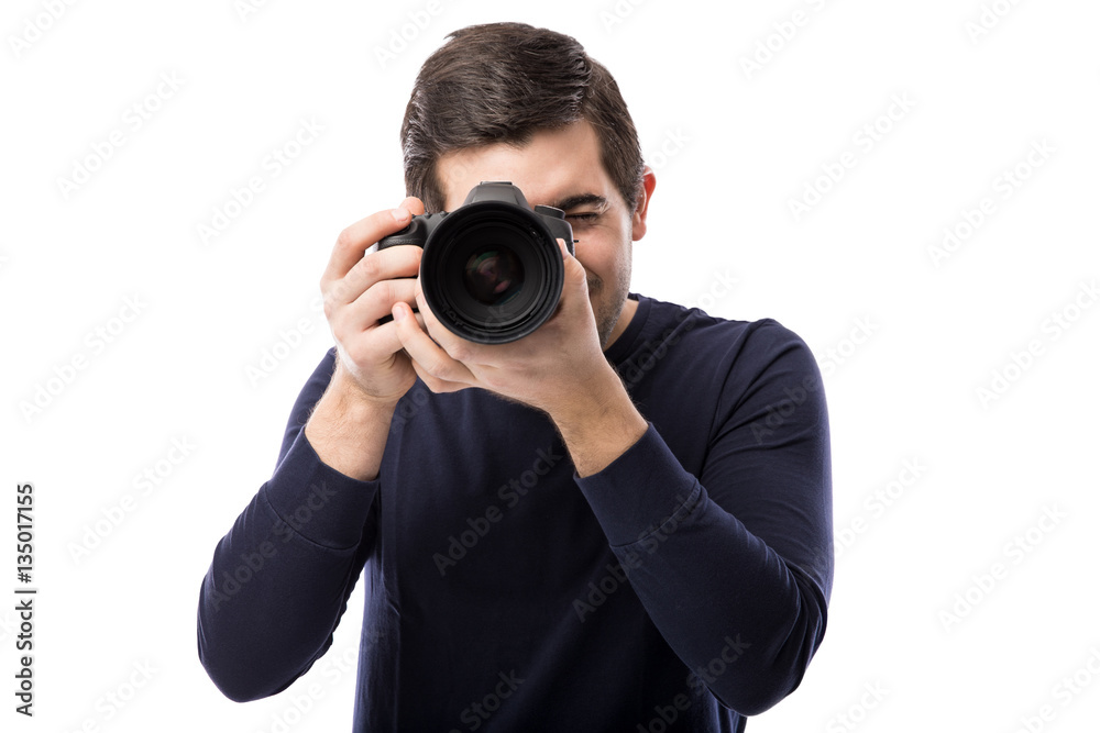 Male photographer using a dslr