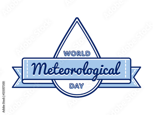 World meteorological day emblem isolated raster illustration on white background. 23 march international holiday event label, greeting card decoration graphic element