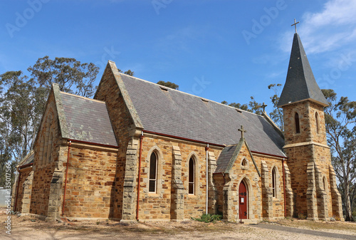 St Mary's Catholic church (1871) in Dunolly, Australia, is a Gothic Revival building made of local sandstone and granite