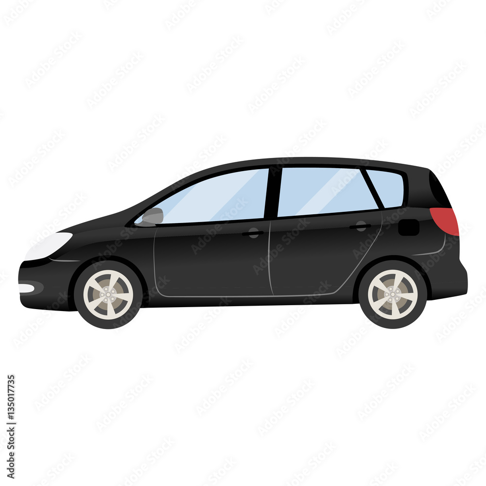 black car vector template. Isolated family vehicle set on white background. Vector illustration with gradient colors. black car vector template. Isolated family vehicle set on white background. Vector illustration with gradient colors.