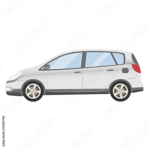 white car vector template. Isolated family vehicle set on white background. Vector illustration with gradient colors.