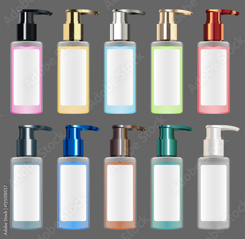 real colorful metallic liquid cosmetic tube vector