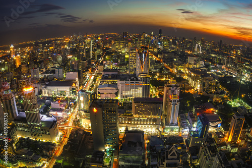Cityscape Bangkok skyline in middle,Thailand