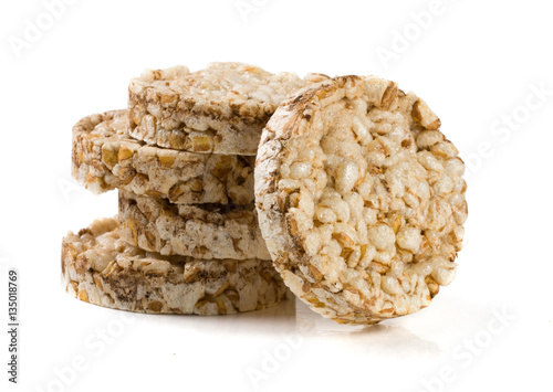 stack of grain crispbreads isolated on white background