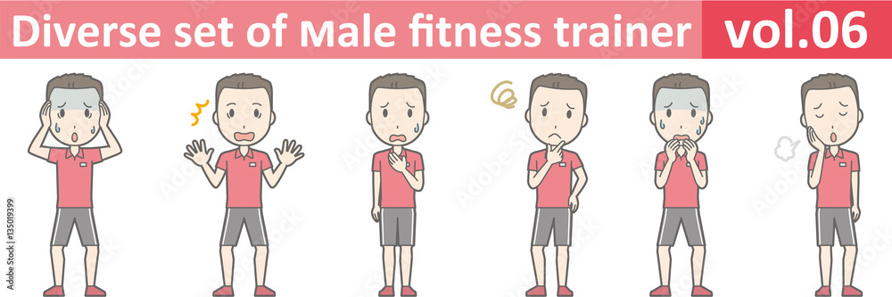 Diverse set of male fitness trainer, EPS10 vol.06 Diverse set of male fitness trainer, EPS10 vol.06