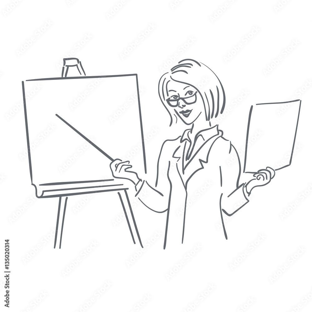 Premium Vector | The teacher helps pupils color vector line art is isolated  on a white background