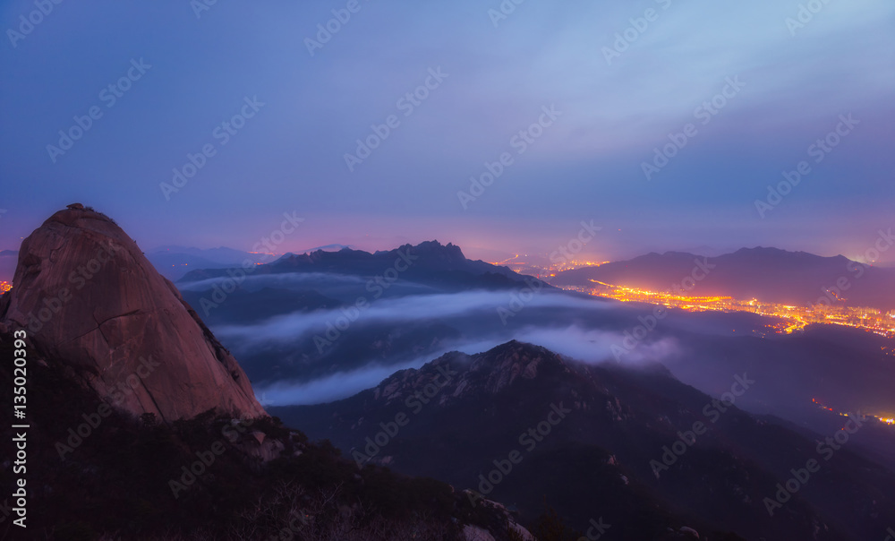 Baegundae highest mountains in the morning Bukhansan in seoul,south Korea,national park