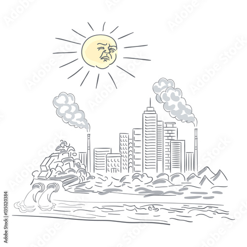 Ecology. Pollution city.