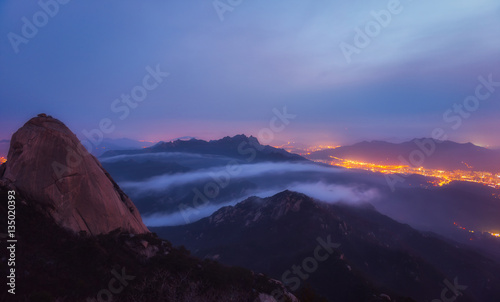 Baegundae highest mountains in the morning Bukhansan in seoul,south Korea,national park