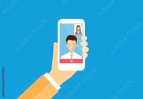 business people chat on video call concept.and people business communication connection concept.
flat vector
