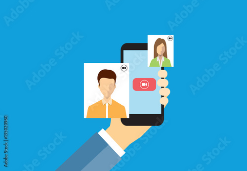 business people chat on video call concept.and people business communication connection concept.
flat vector
