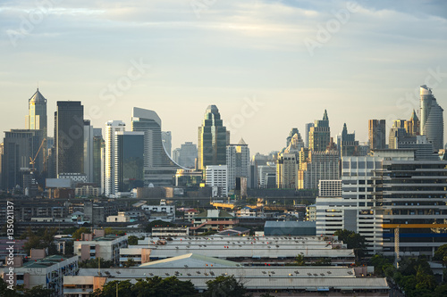 Bangkok Cityscape, Business center with high building at sunrise, Bangkok, Thailand