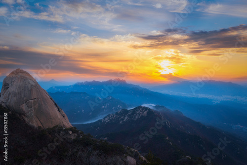 Baegundae highest mountains in the morning Bukhansan in seoul,south Korea,national park © Atakorn
