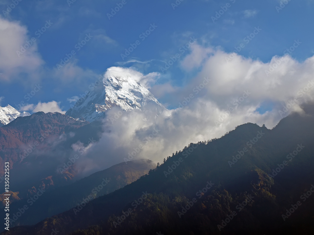 Mountain peak on the background of the sky Mountain peak on the background of the sky