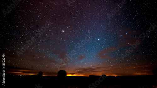 Night sky above Monument Valley.