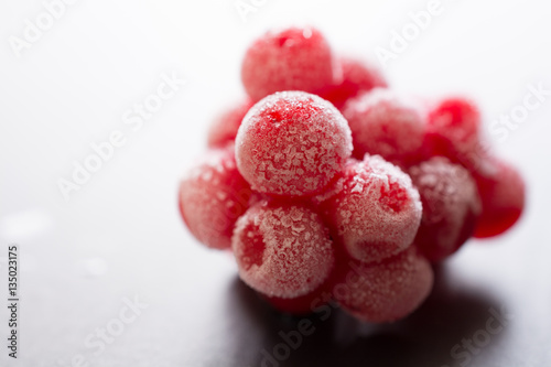 Frozen cranberries closeup.