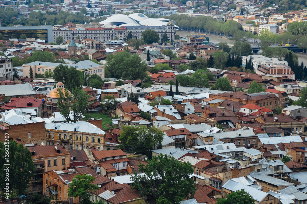 Tbilisi aerial cityscape view in Tbilisi, the capital of Georgia