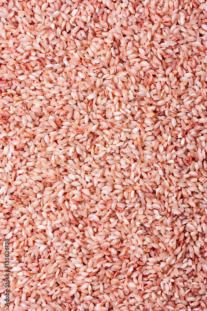 Red round grain rice, background, close-up Red round grain rice, background, close-up