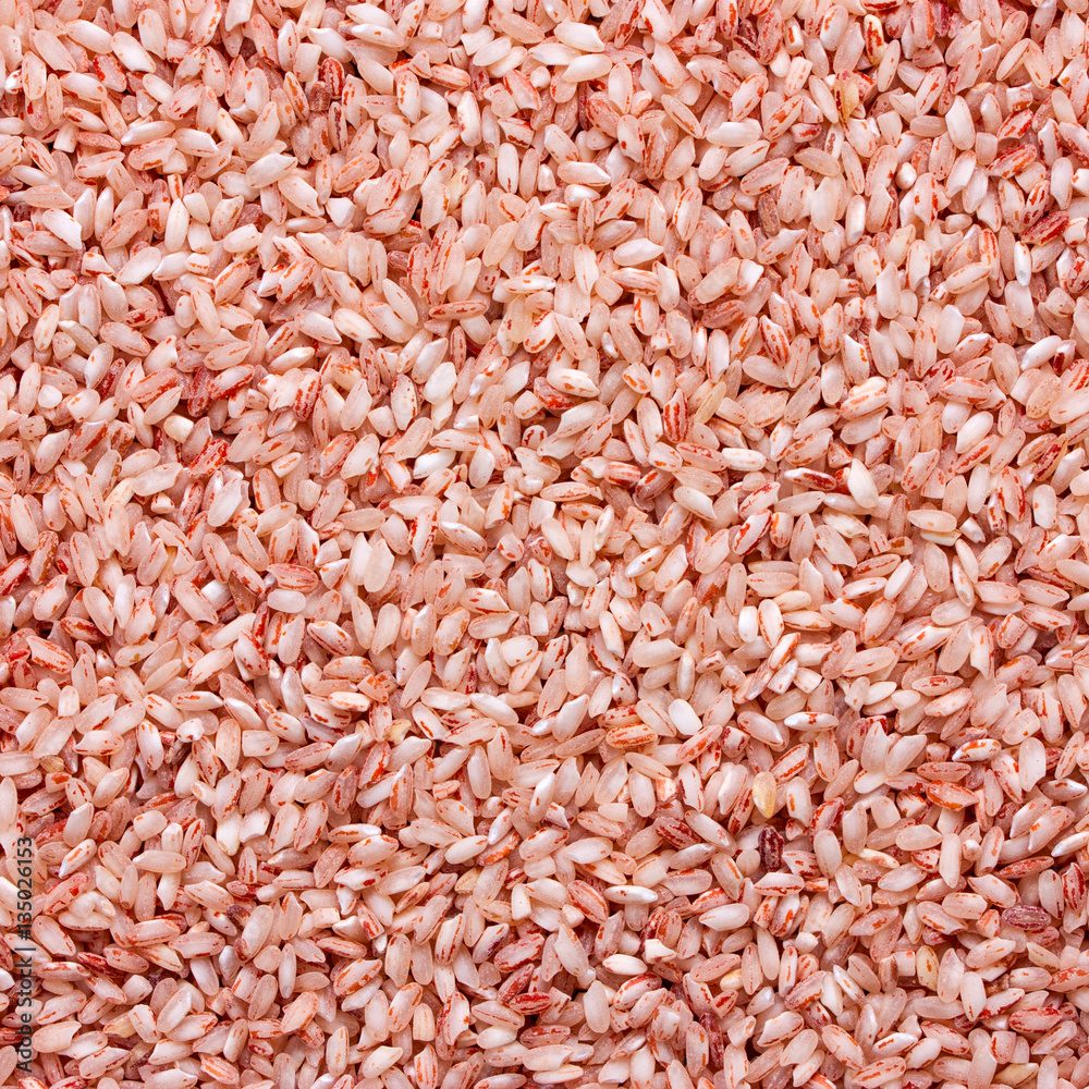 Red round grain rice, background, close-up Red round grain rice, background, close-up