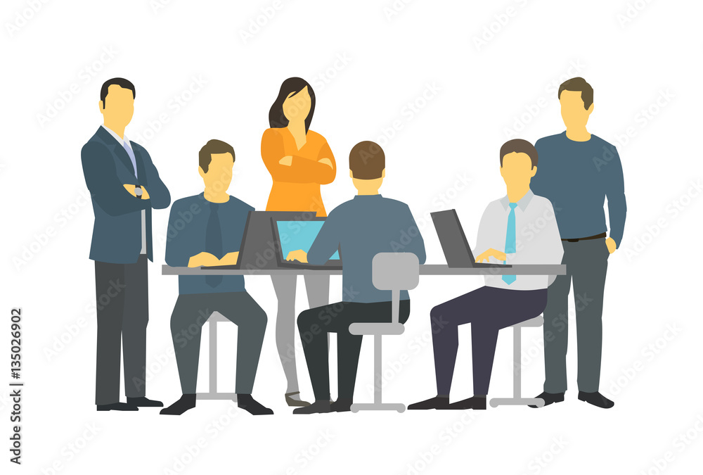 Six persons business people office teamwork meeting talking. Six persons business people office teamwork meeting talking.