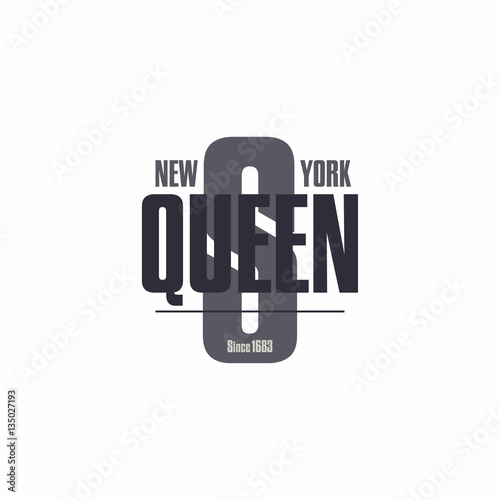 The Queens New York City lettering. T-shirt printing design. Stamp, print for sportswear or streetwear apparel. Vector illustration