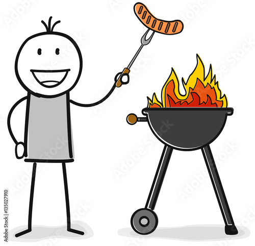 Figur beim Grillen im Sommer im Garten