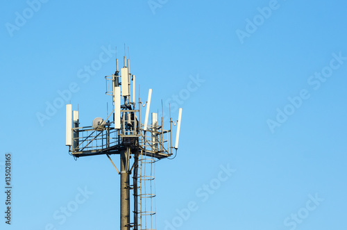 Antenna cellular networks against the blue clear sky