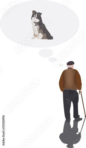 persona anziane pensano al suo cane 