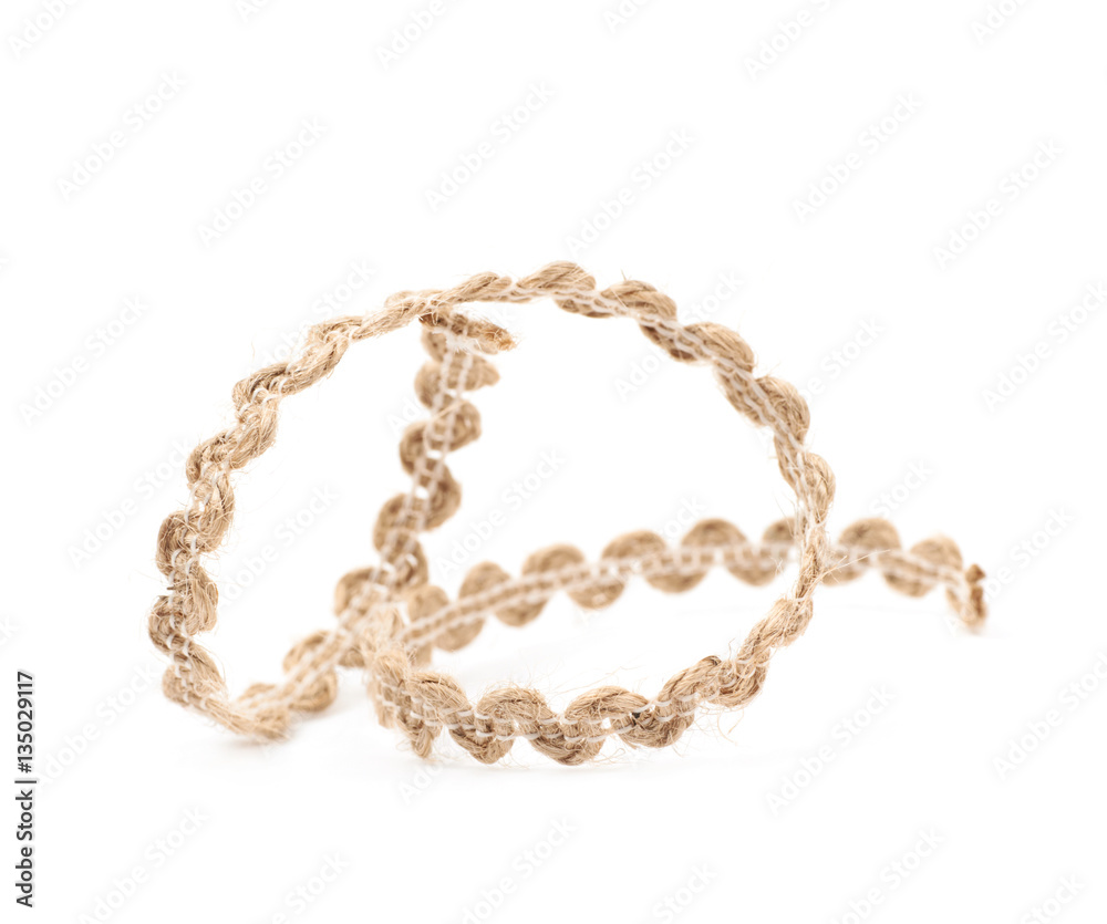 Fragment of a linen rope isolated Fragment of a linen rope isolated