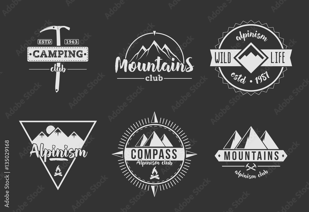 Obraz premium Mountains Camping Black and White