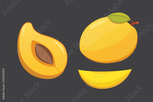 Mango yellow Fruit Isolated Vector illustration. Ripe fresh mangoes