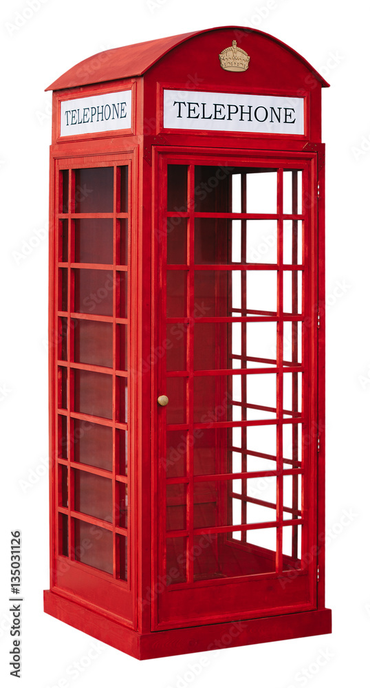 The English red public callbox is isolated on a white background. The English red public callbox is isolated on a white background.