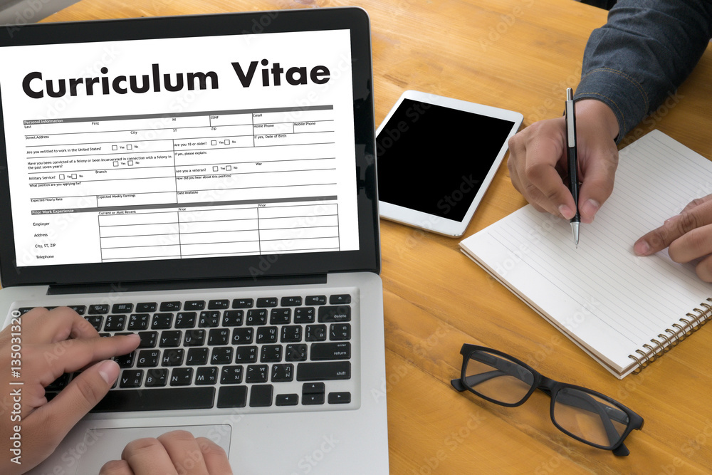 CV - Curriculum Vitae (Job interview concept with business CV re