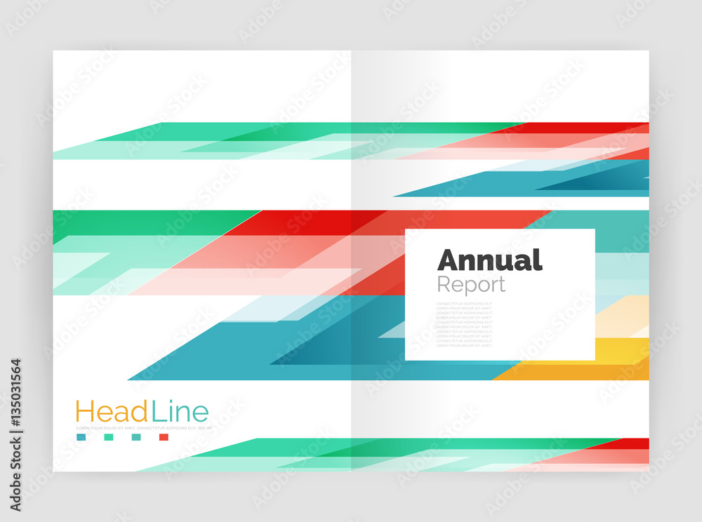 Geometric business annual report templates, modern brochure flyer template